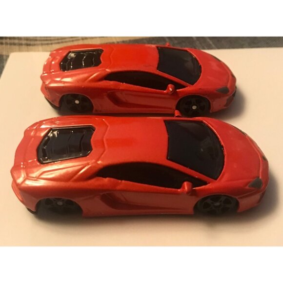 Hot Wheels Set 2 Red Lamborghini Aventador Cars 2018 Mattel 1:64 Scale Diecast - Picture 5 of 12